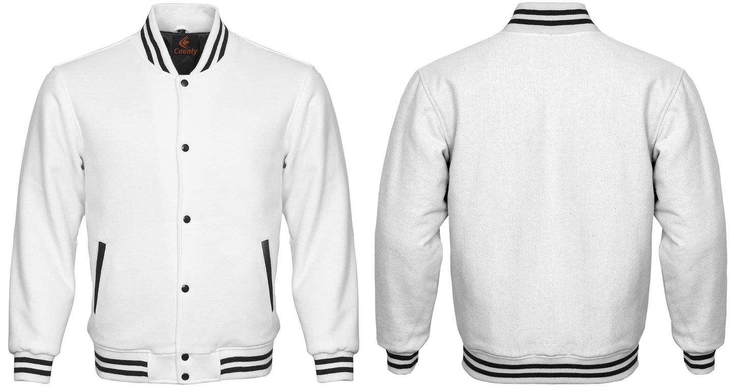 Super Quality Bomber Varsity Letterman Baseball Jacket White Body