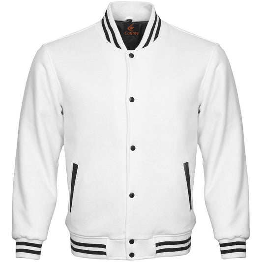 Super Quality Bomber Varsity Letterman Baseball Jacket White Body Sleeves
