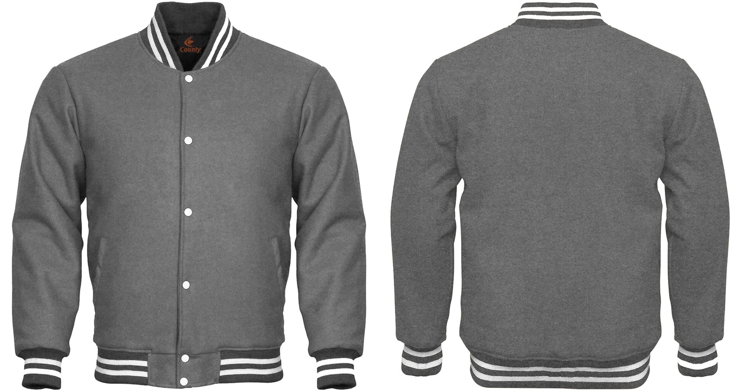 Super Quality Bomber Varsity Letterman Baseball Jacket Gray Body