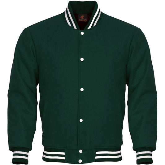 Super Quality Bomber Varsity Letterman Baseball Jacket Green Body Sleeves