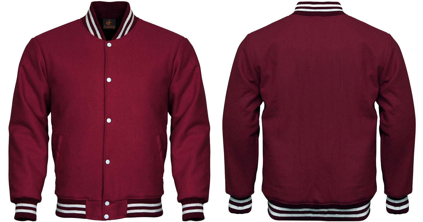 Super Quality Bomber Varsity Letterman Baseball Jacket Maroon Body