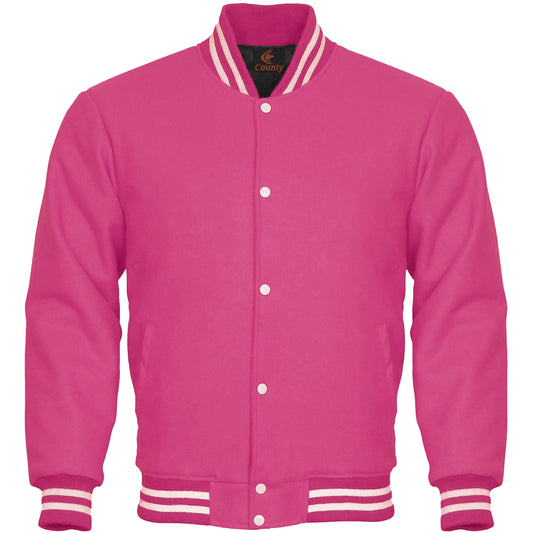 Super Quality Bomber Varsity Letterman Baseball Jacket Pink Body Sleeves