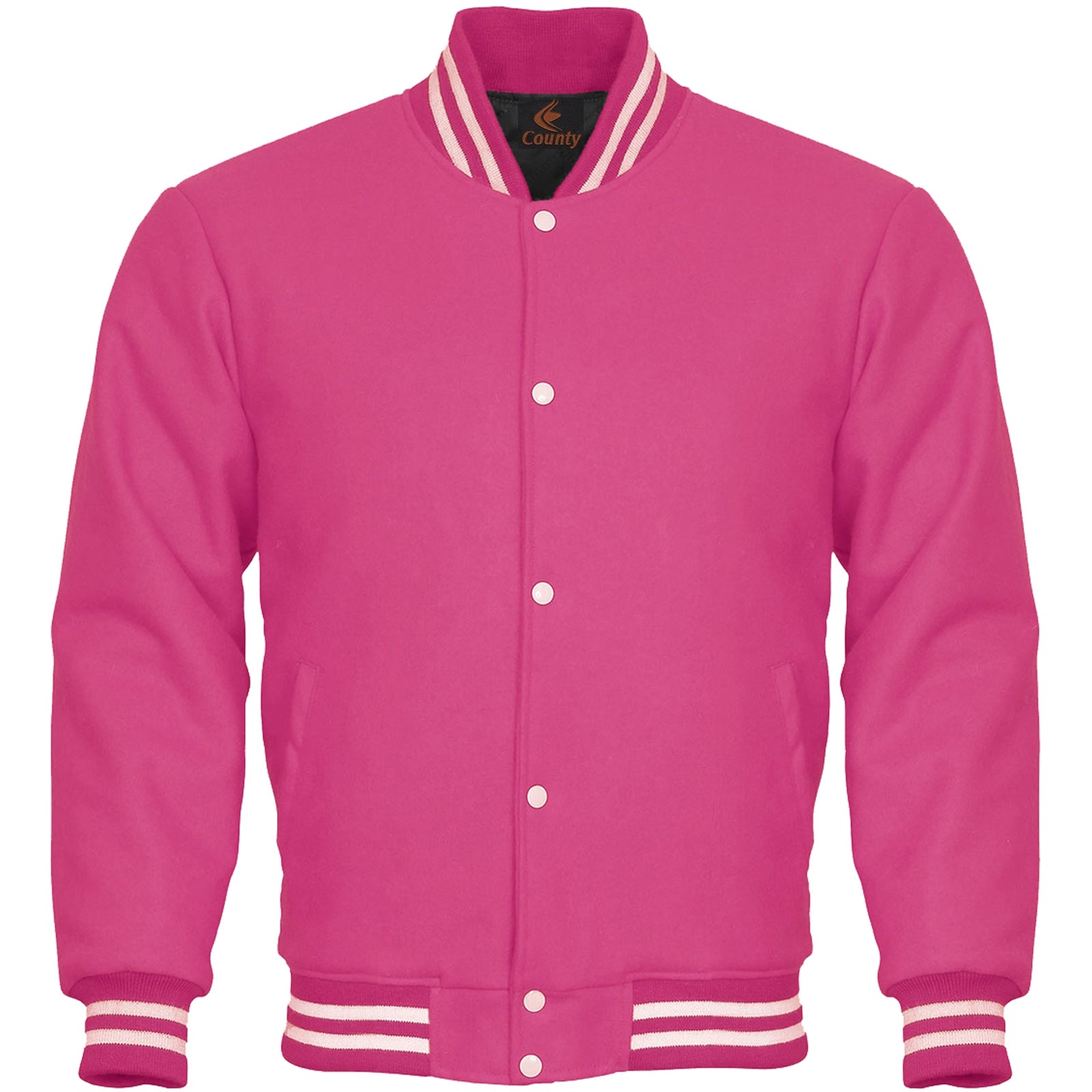 Super Quality Bomber Varsity Letterman Baseball Jacket Pink Body Sleeves