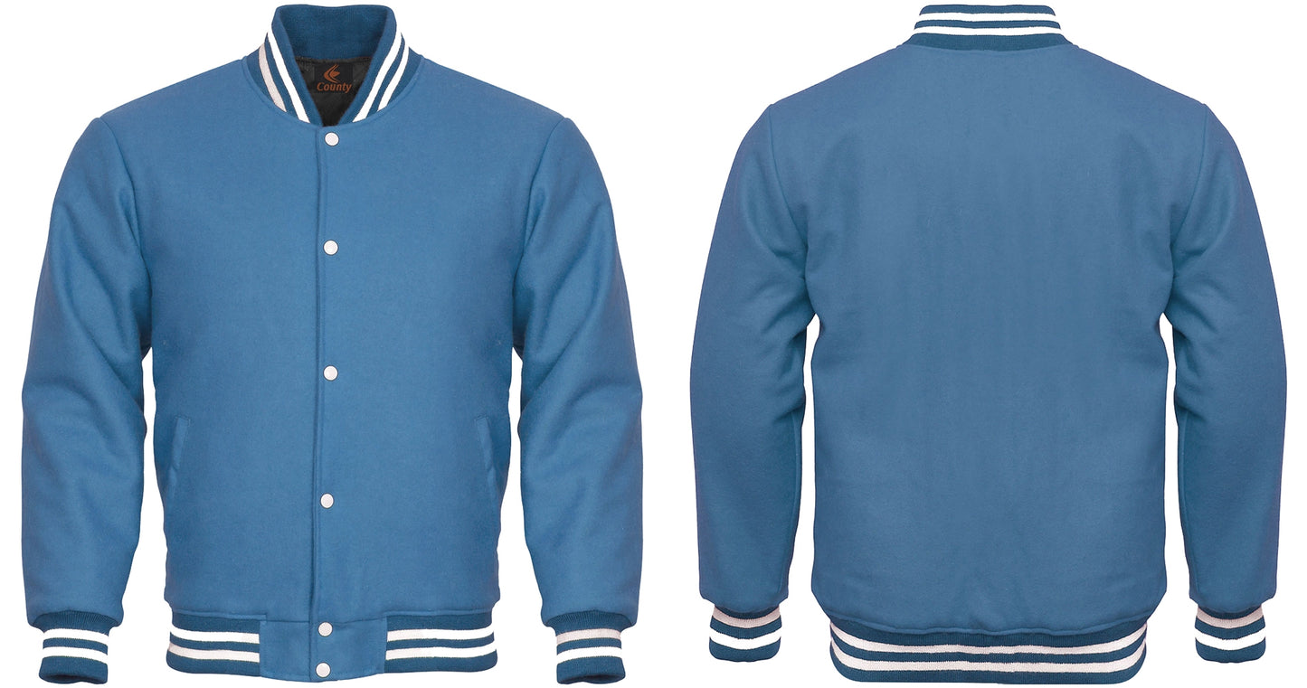Super Quality Bomber Varsity Letterman Baseball Jacket Sky Blue Body