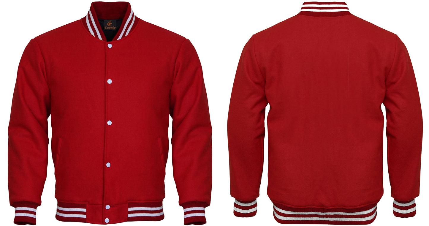 Super Quality Bomber Varsity Letterman Baseball Jacket Red Body