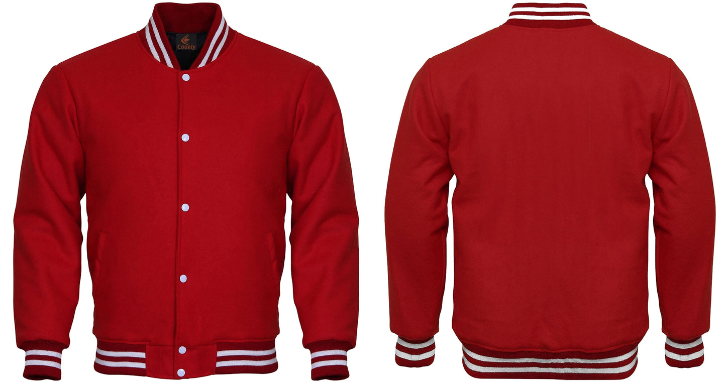 Super Quality Bomber Varsity Letterman Baseball Jacket Red Body 