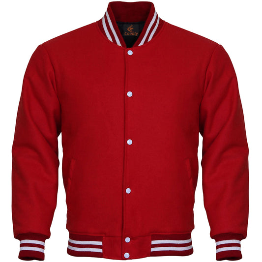 Super Quality Bomber Varsity Letterman Baseball Jacket Red Body Sleeves