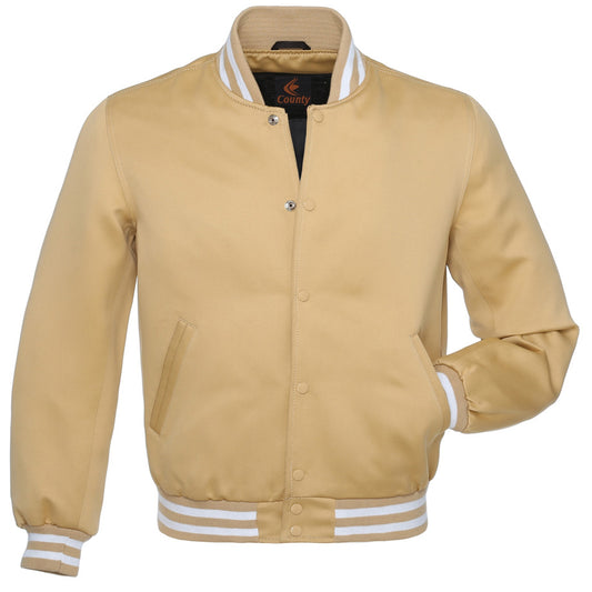 Letterman Baseball College Varsity Bomber Super Jacket Sports Wear Ivory Satin