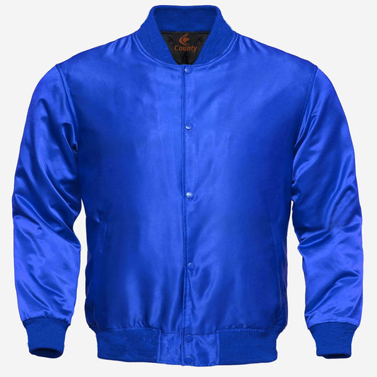 Baseball Letterman College Varsity Bomber Quality Jacket Sports Wear Blue Satin
