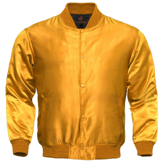 Baseball Letterman College Varsity Bomber Quality Jacket Sports Wear Golden Satin