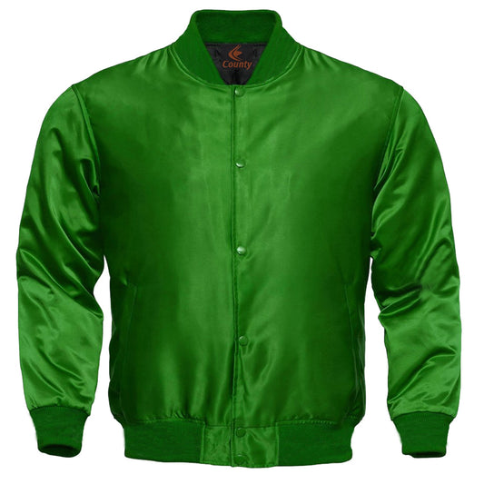 Baseball Letterman College Varsity Bomber Quality Jacket Sports Wear Green Satin