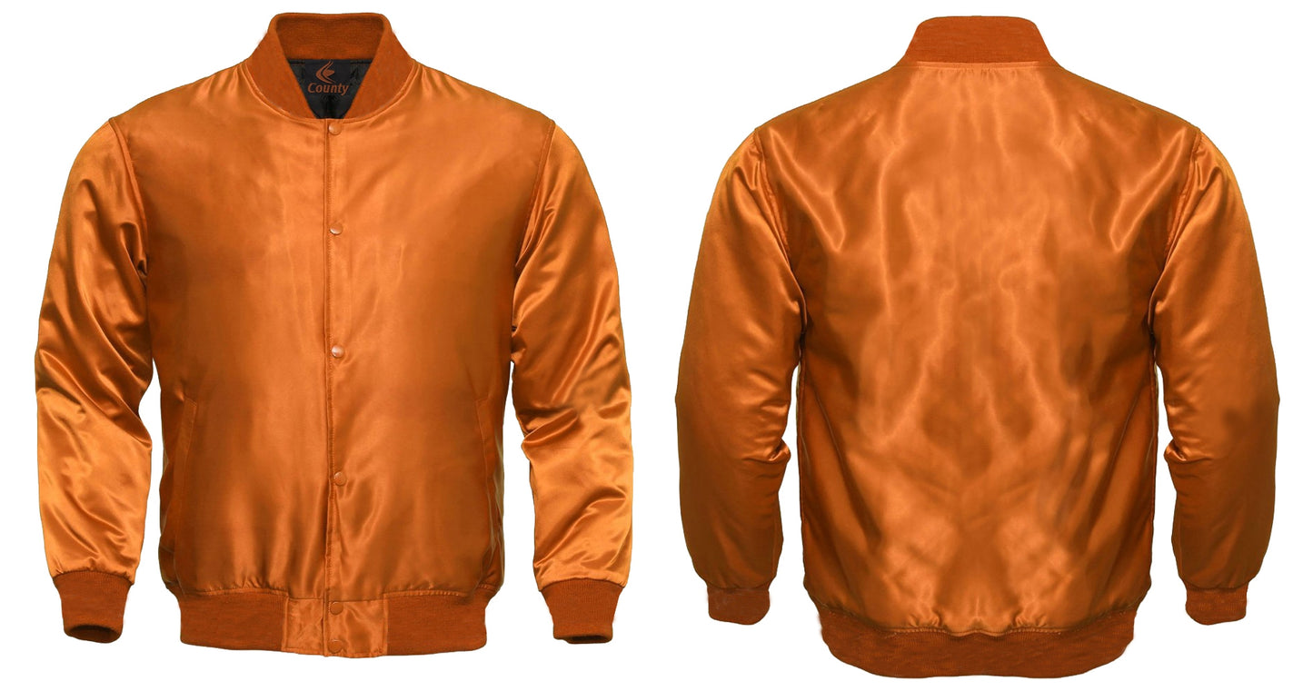 Personalized Varsity Jacket Orange Satin Jacket Mens Letterman Jacket