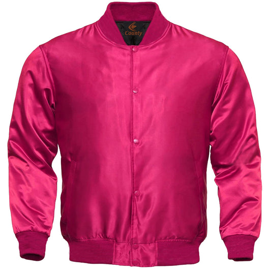 Baseball Letterman College Varsity Bomber Quality Jacket Sports Wear Hot Pink Satin