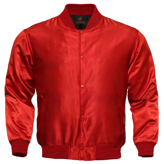 Baseball Letterman College Varsity Bomber Quality Jacket Sports Wear Red Satin