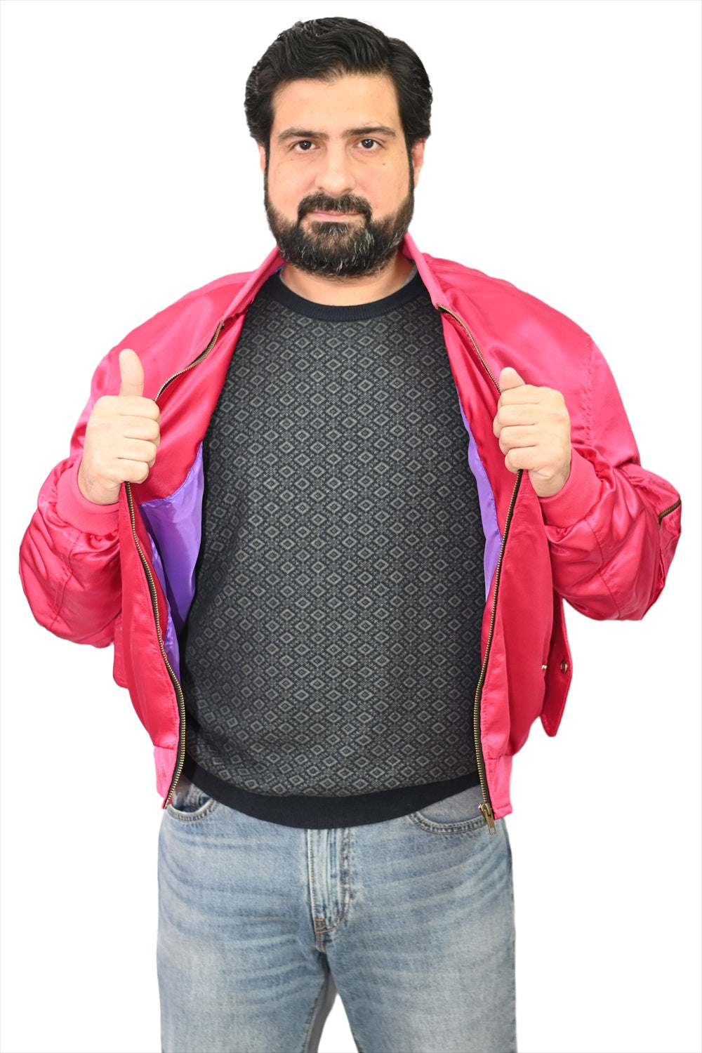 Letterman College Varsity Bomber Satin Jackets Quality Jacket Sports Wear Hot Pink 