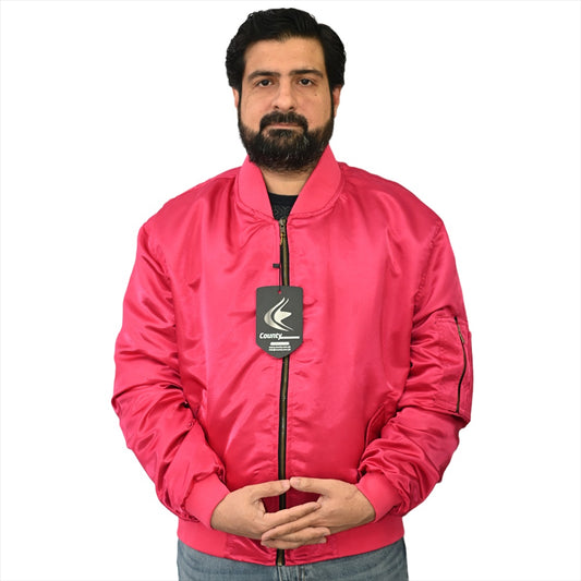 Letterman College Varsity Bomber Satin Jackets Quality Jacket Sports Wear Hot Pink Satin