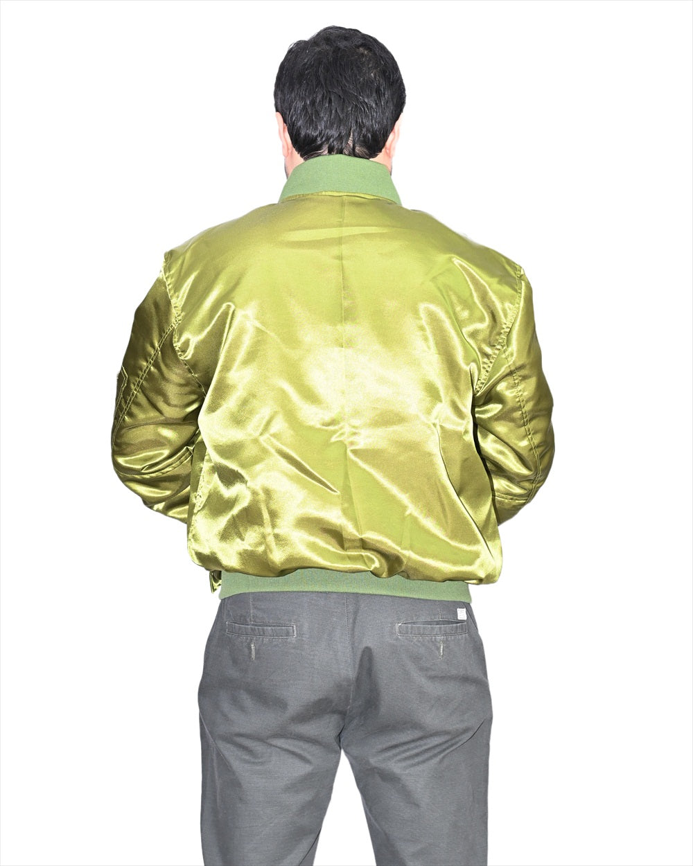 Letterman College Varsity Bomber Satin Jackets Quality Jacket Sports Wear Olive Green