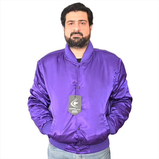 Baseball Letterman College Varsity Bomber Quality Jacket Sports Wear Purple Satin