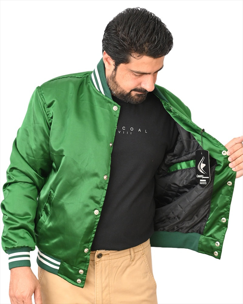 Letterman Baseball College Varsity Quality Bomber Jacket Sports Wear Green 