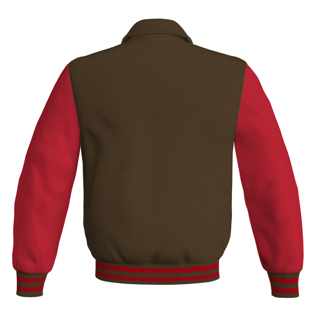Letterman Varsity Classic Jacket Brown Body and Red Leather