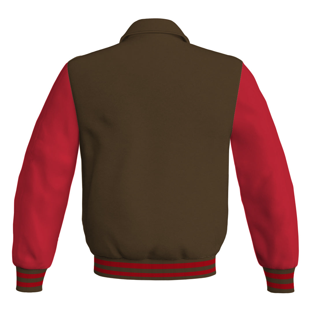 Letterman Varsity Classic Jacket Brown Body and Red Leather 