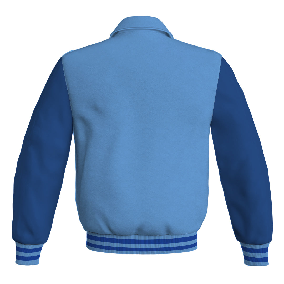 Letterman Varsity Classic Jacket Sky Blue Body and Blue Leather