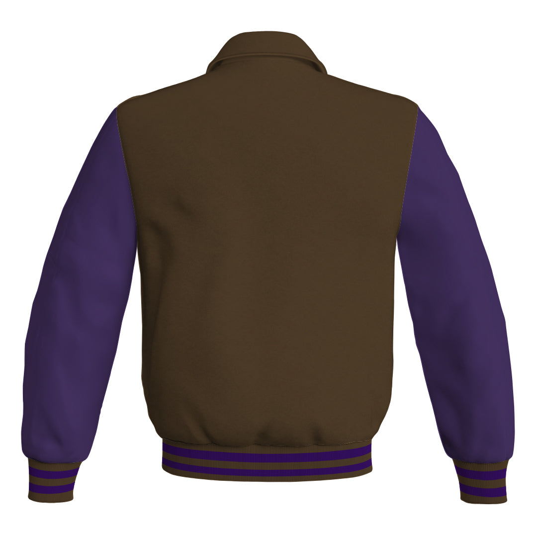 Letterman Varsity Classic Jacket Brown Body and Purple Leather