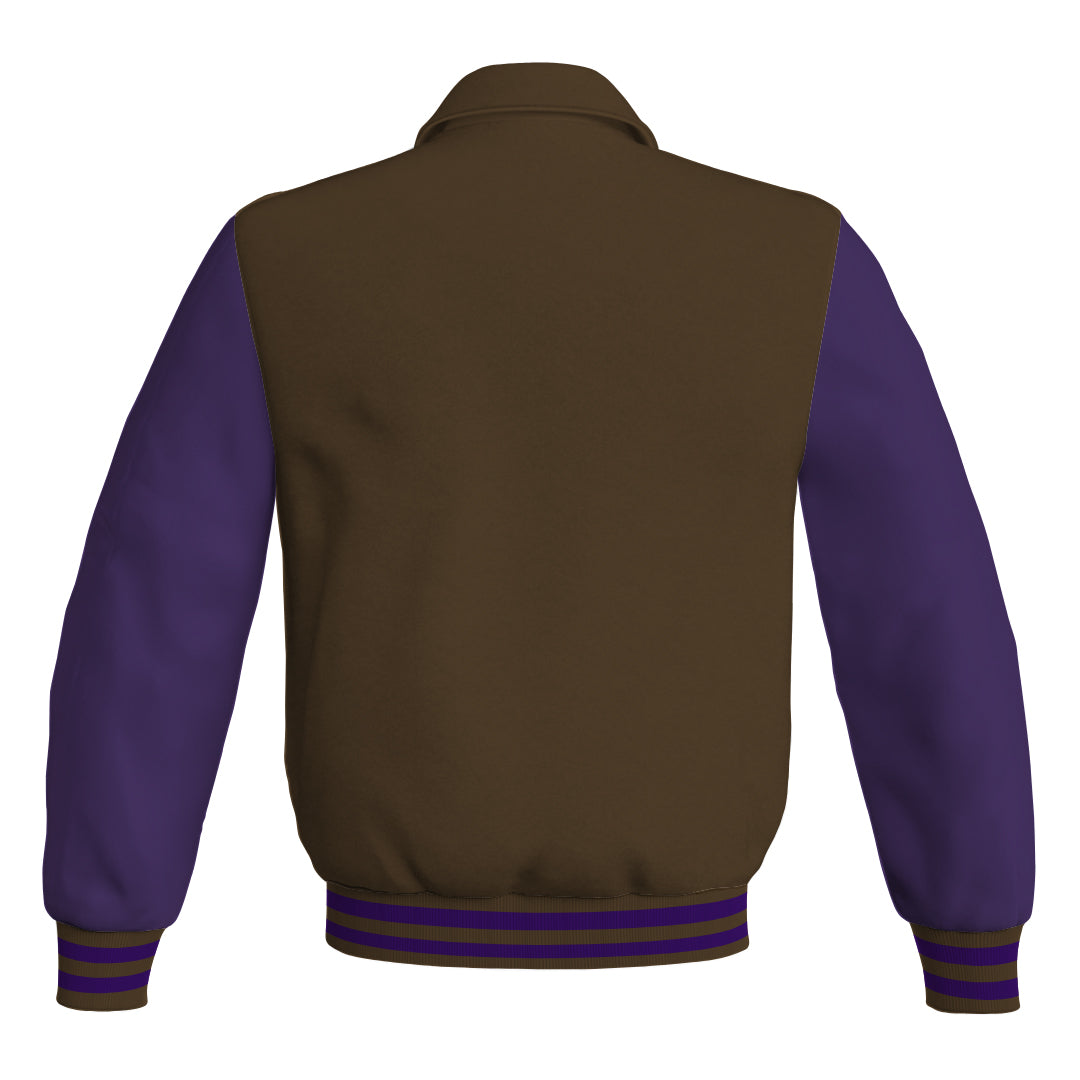 Letterman Varsity Classic Jacket Brown Body and Purple Leather 