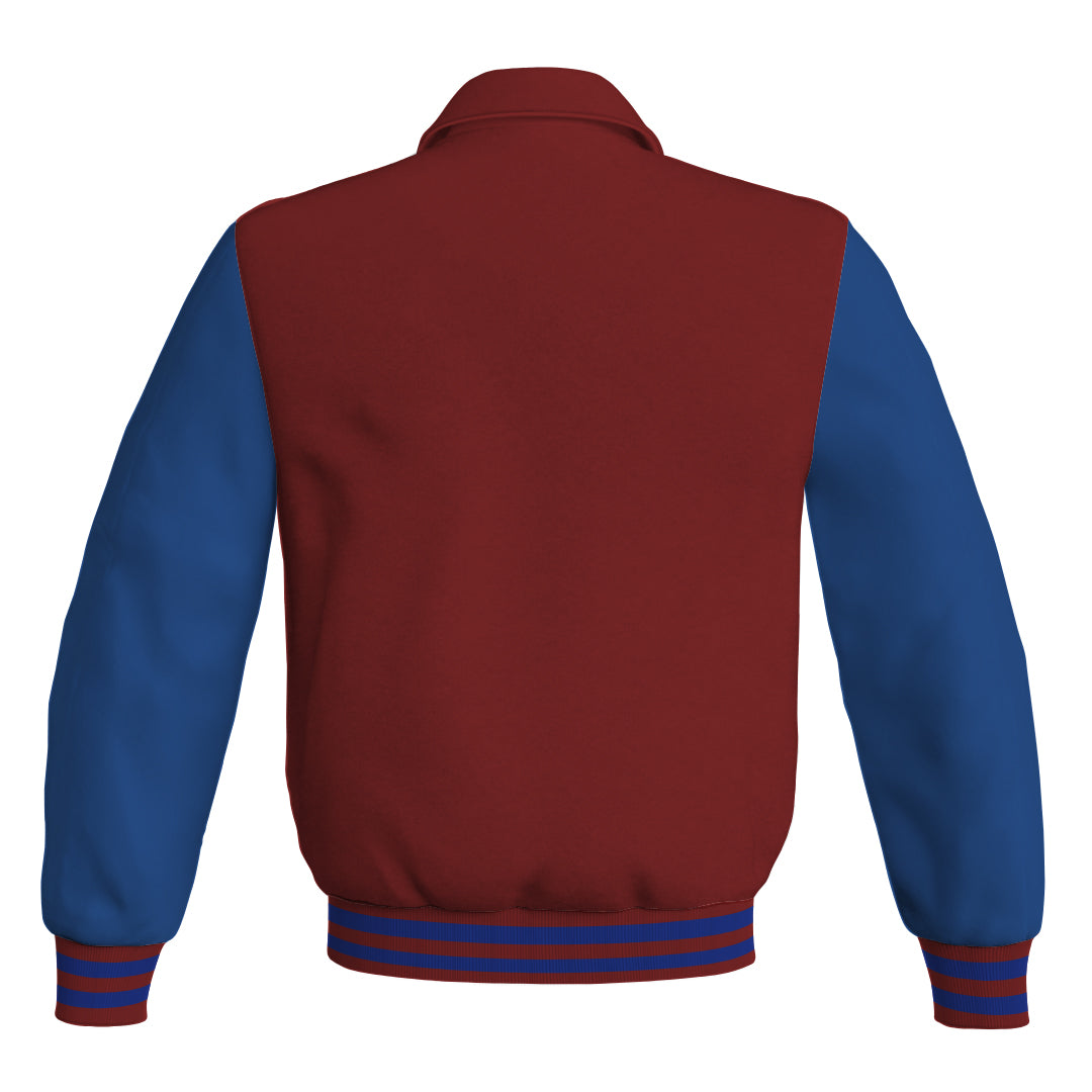 Letterman Varsity Classic Jacket Maroon Body and Blue Leather