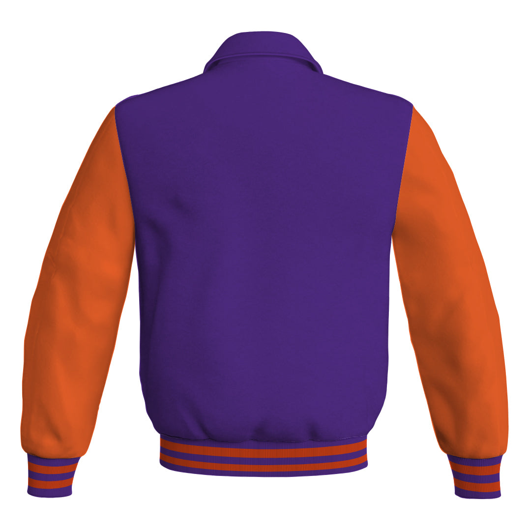 Letterman Varsity Classic Jacket Purple Body and Orange Leather