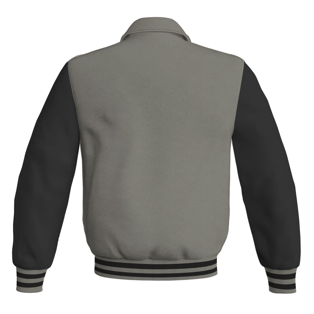 Letterman Varsity Classic Jacket Gray Body and Black Leather
