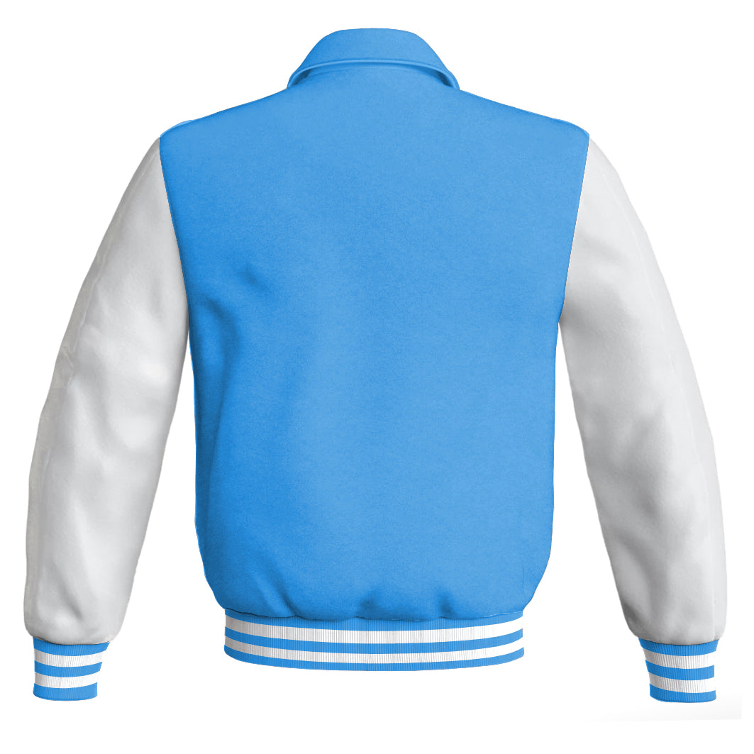 Letterman Varsity Classic Jacket Sky Blue Body and White Leather