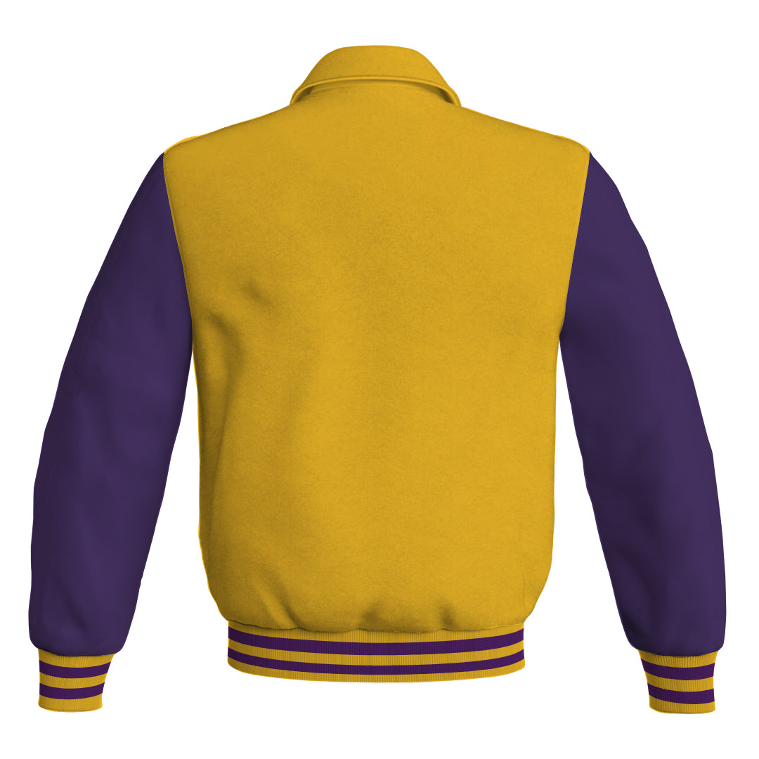 Letterman Varsity Classic Jacket Yellow/Gold Body and Purple Leather