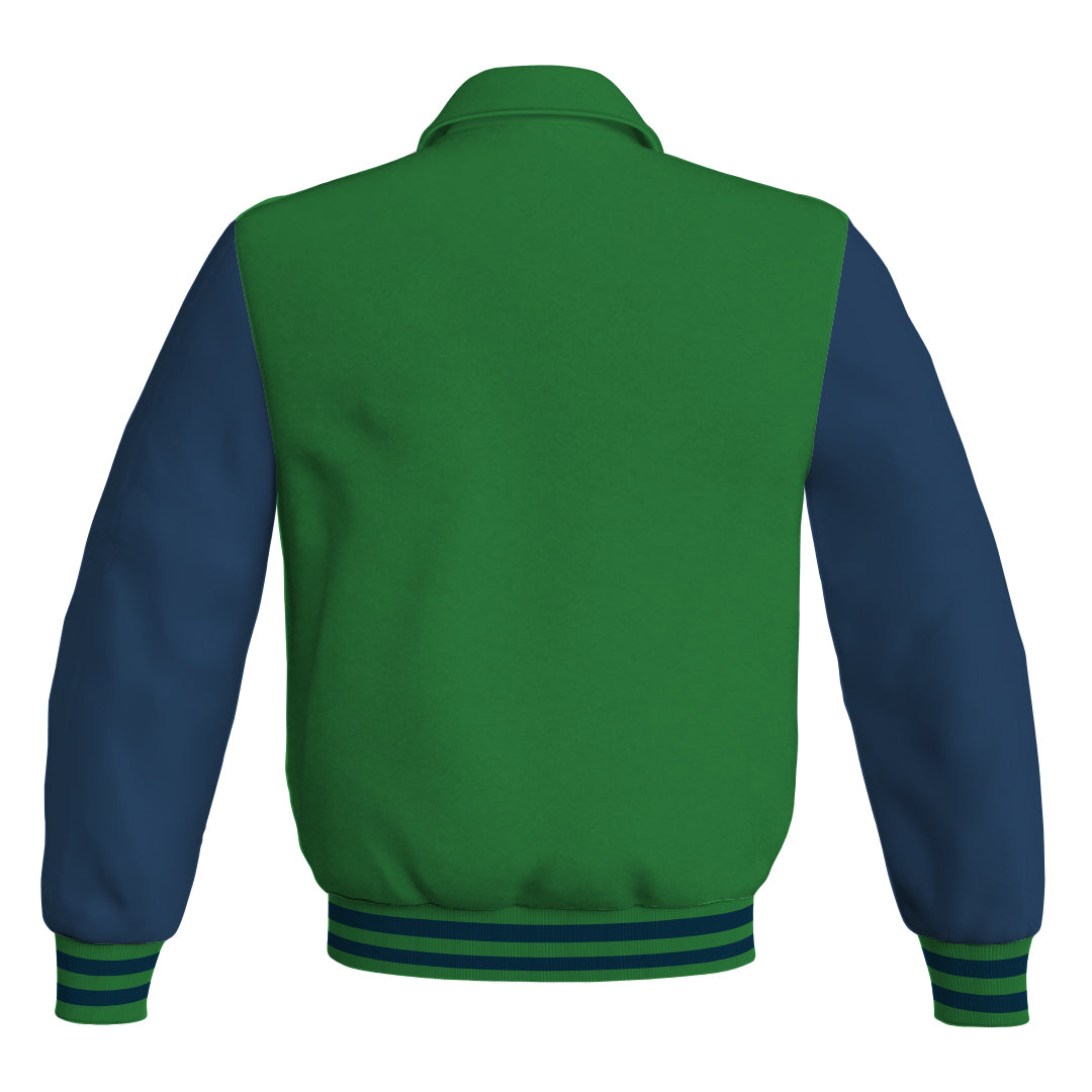 Letterman Varsity Classic Jacket Green Body and Navy Blue Leather