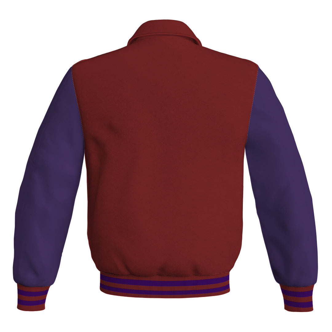 Letterman Varsity Classic Jacket Maroon Body and Purple Leather