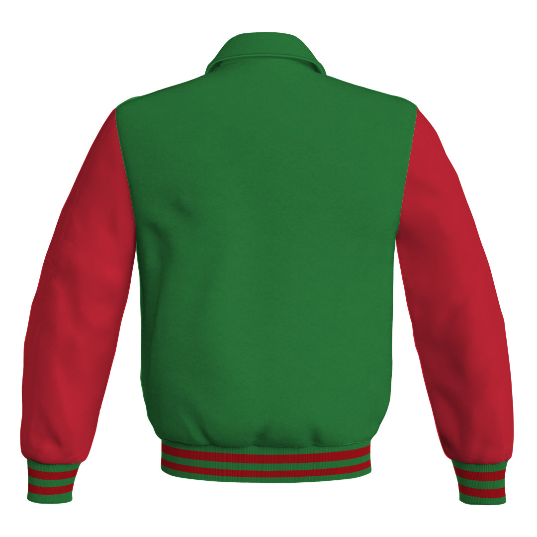 Letterman Varsity Classic Jacket Green Body and Red Leather 