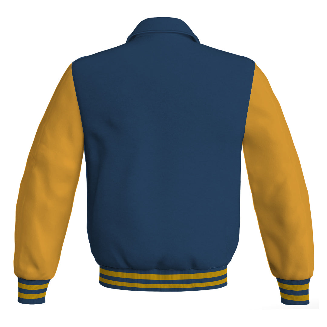 Letterman Varsity Classic Jacket Navy Blue Body and Gold Leather