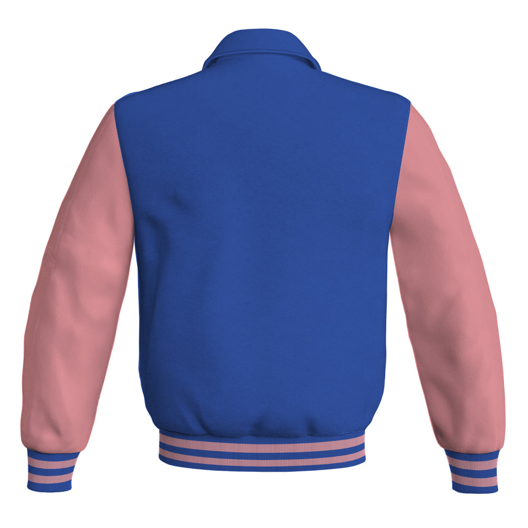 Letterman Varsity Classic Jacket Blue Body and Pink Leather
