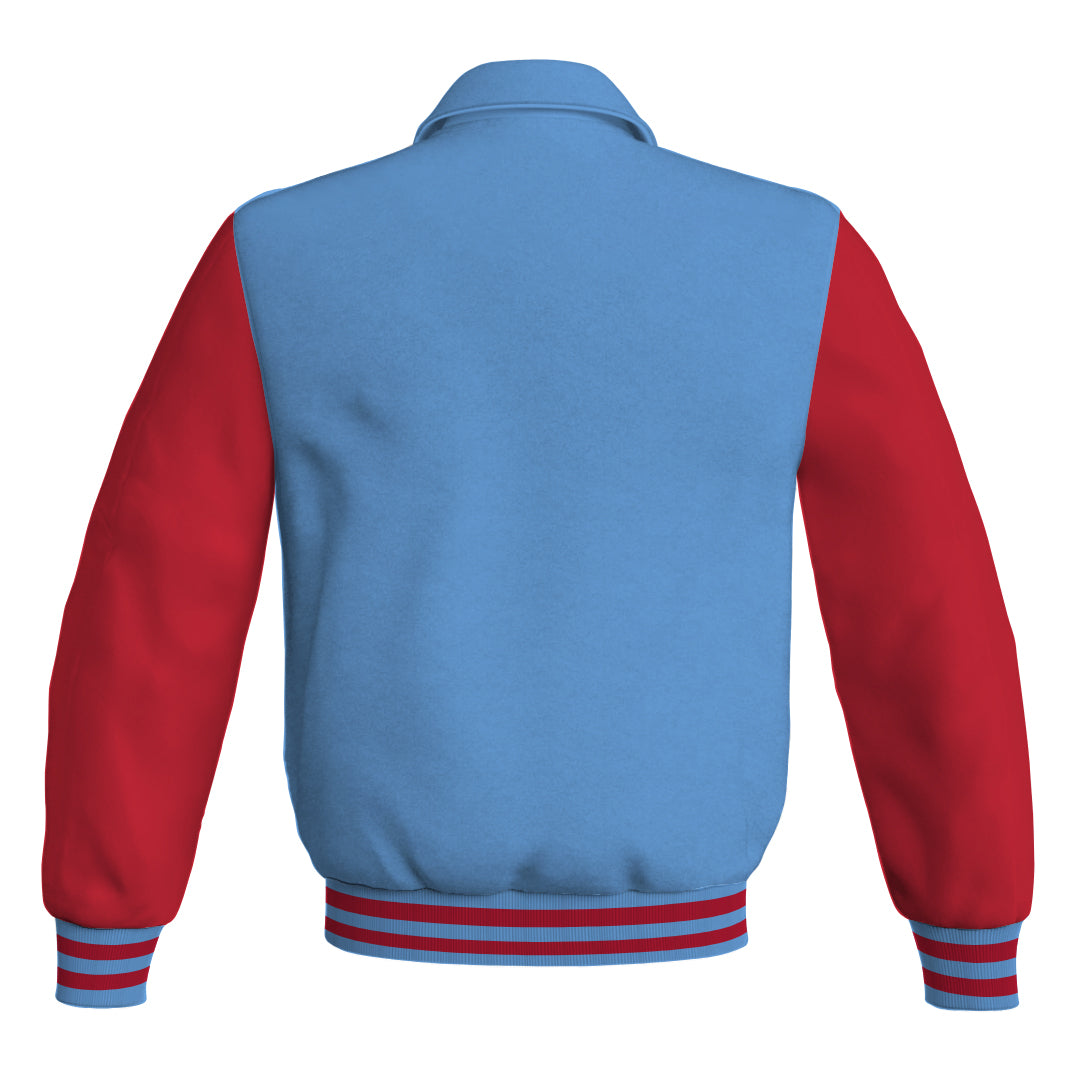 Letterman Varsity Classic Jacket Sky Blue Body and Red Leather