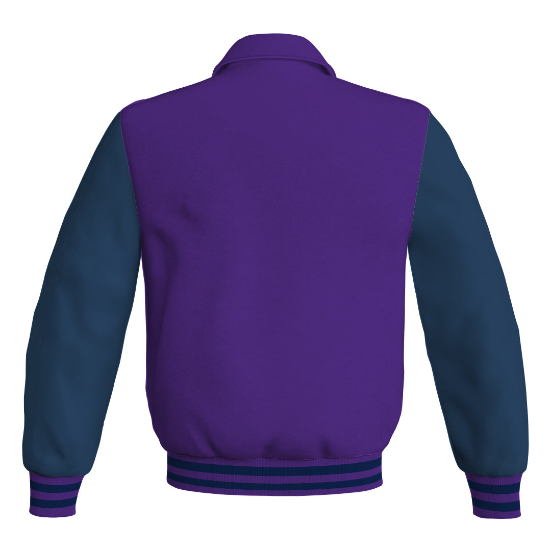 Letterman Varsity Classic Jacket Purple Body and Navy Blue Leather