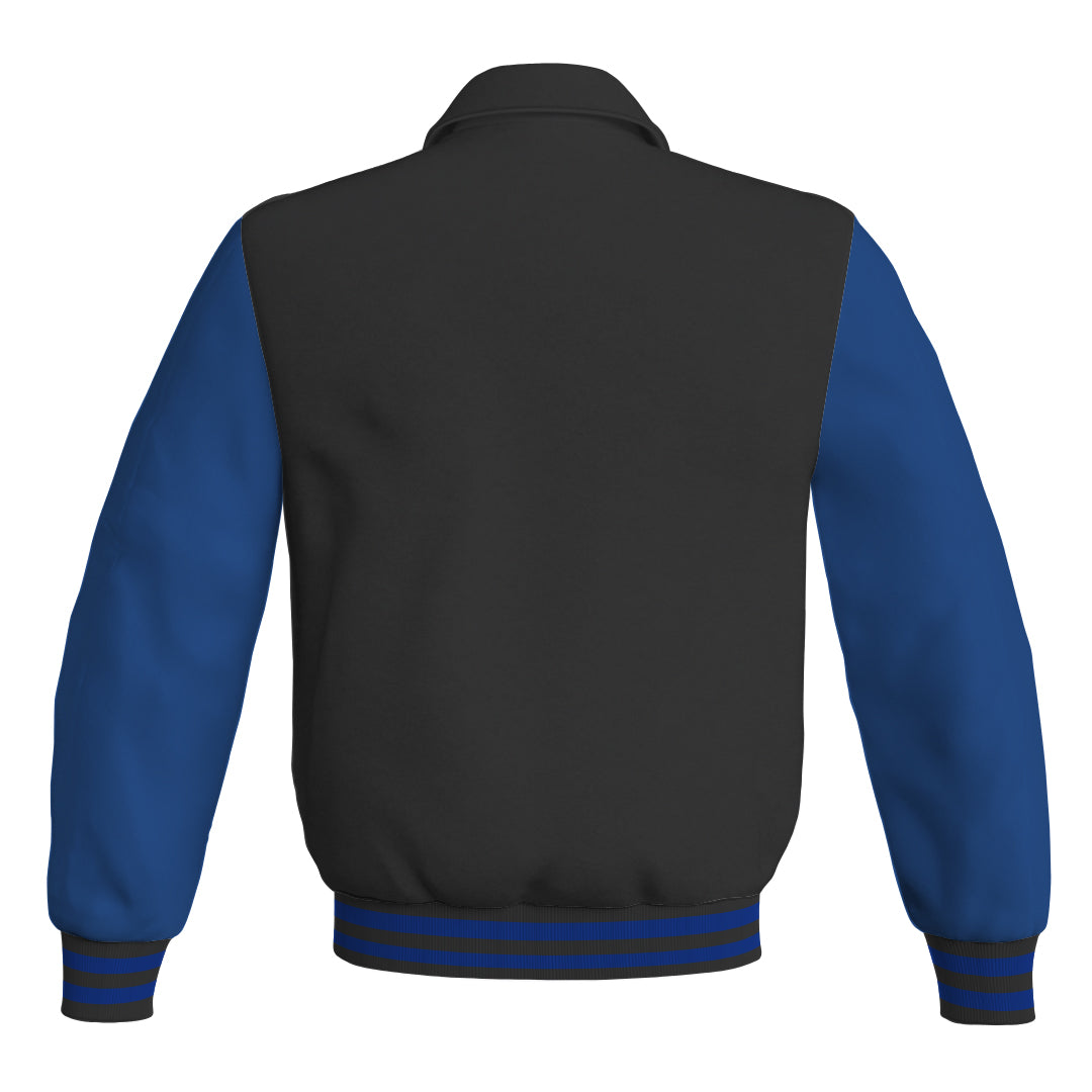 Letterman Varsity Classic Jacket Black Body and Blue Leather