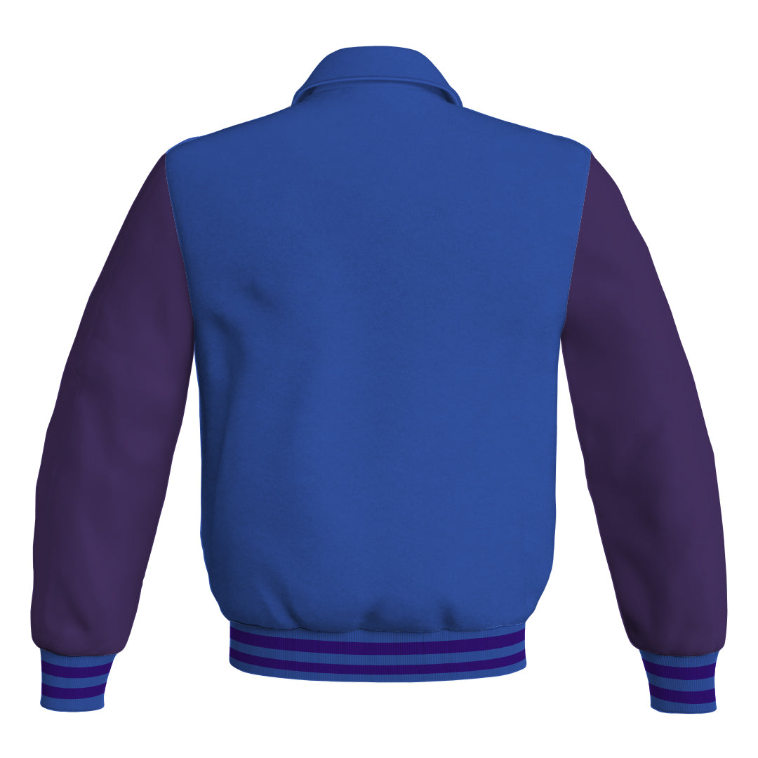 Letterman Varsity Classic Jacket Blue Body and Purple Leather