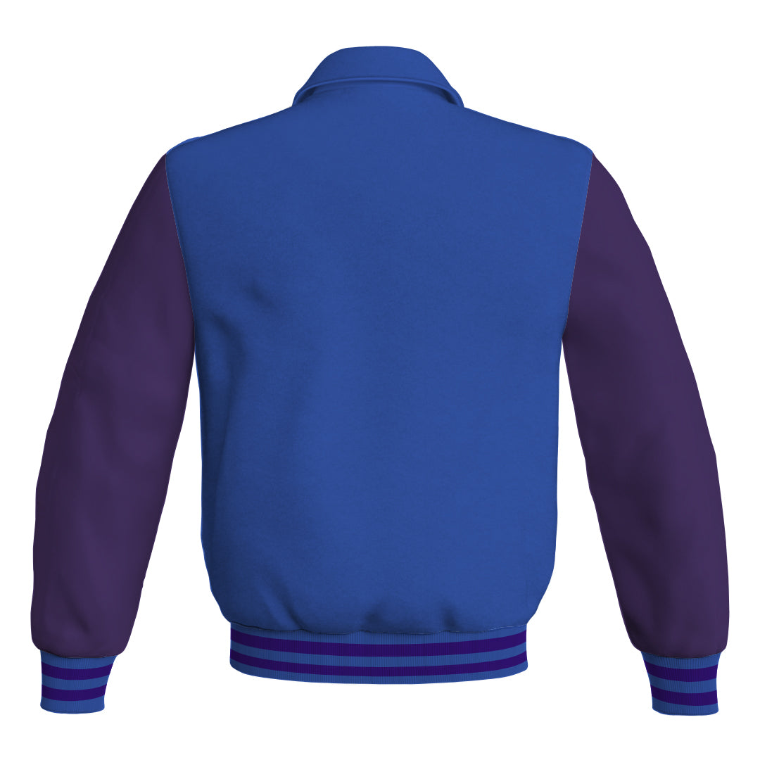 Letterman Varsity Classic Jacket Blue Body and Purple Leather 