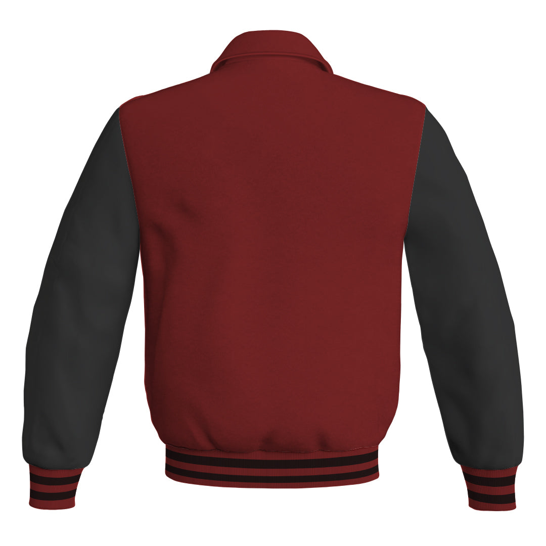 Letterman Varsity Classic Jacket Maroon Body and Black Leather