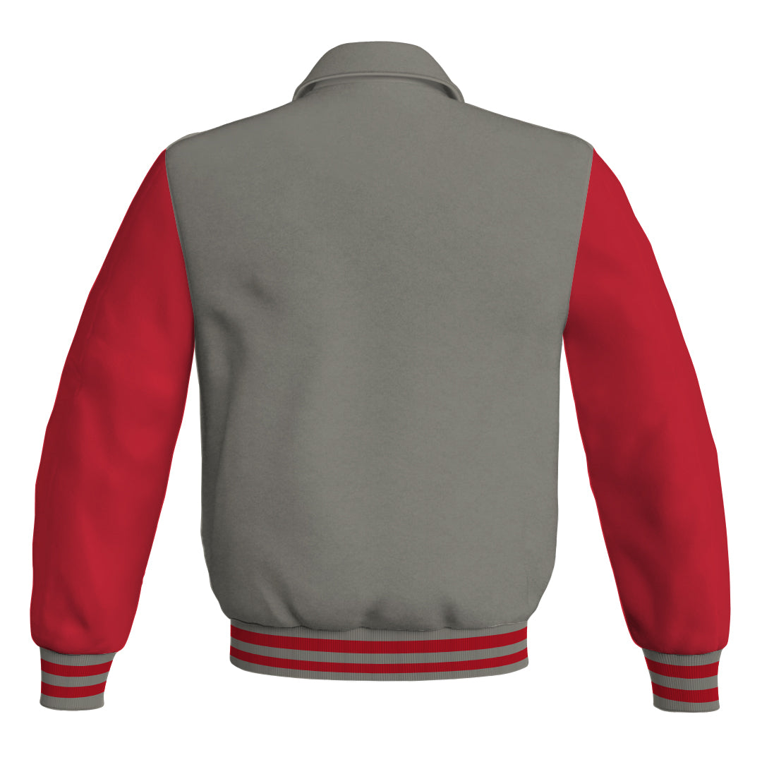 Letterman Varsity Classic Jacket Gray Body and Red Leather 