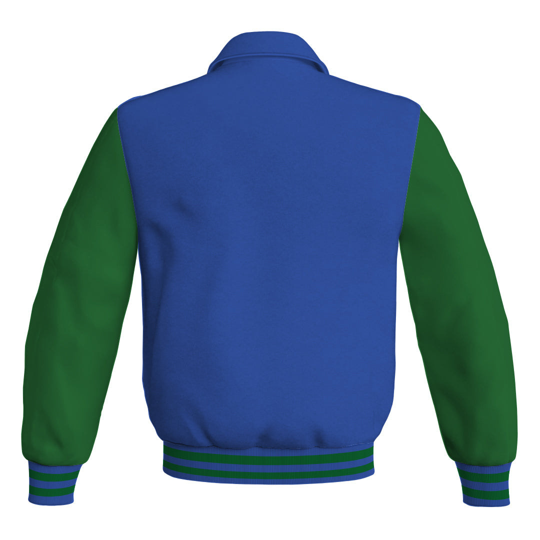 Letterman Varsity Classic Jacket Blue Body and Green Leather
