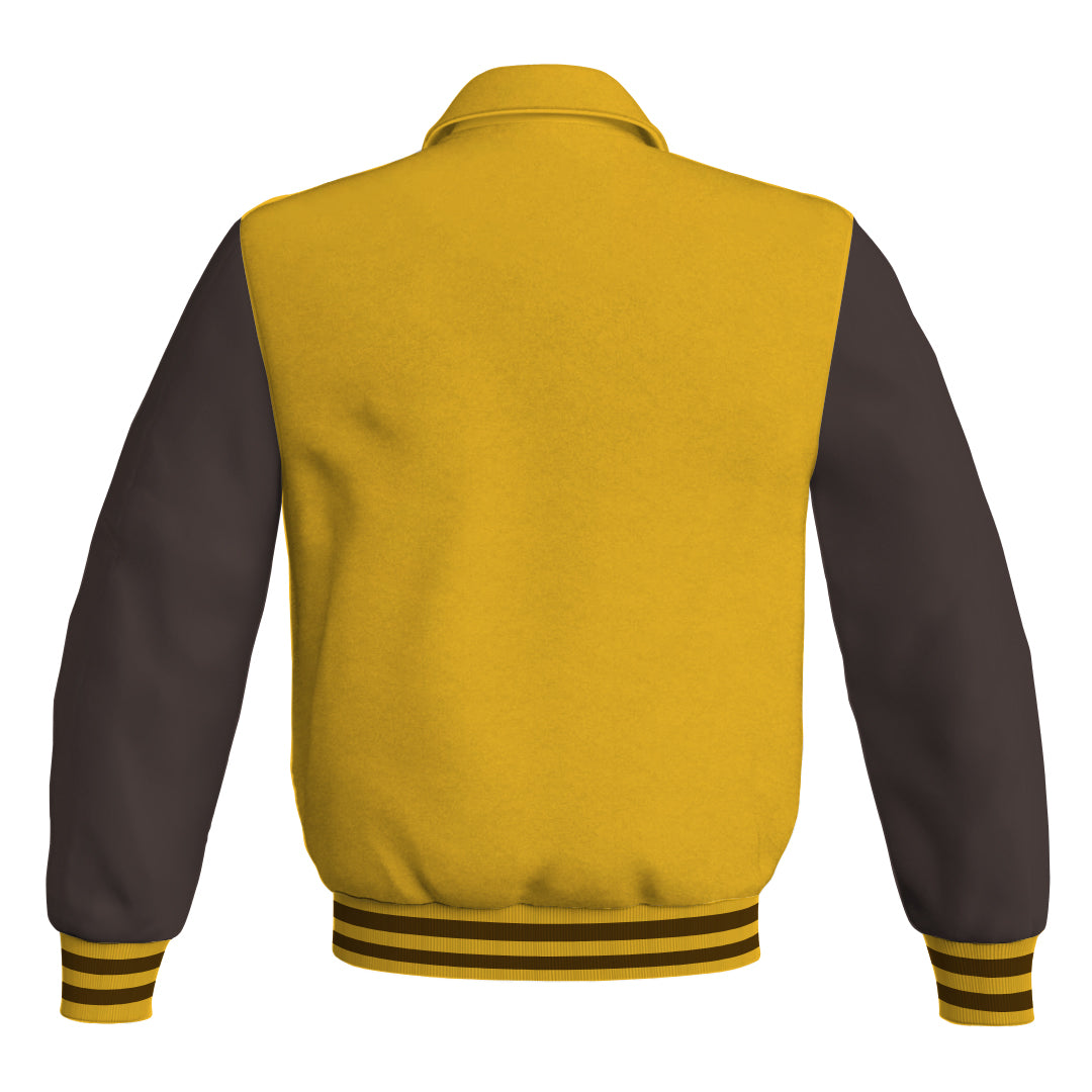 Letterman Varsity Classic Jacket Yellow/Gold Body and Brown Leather