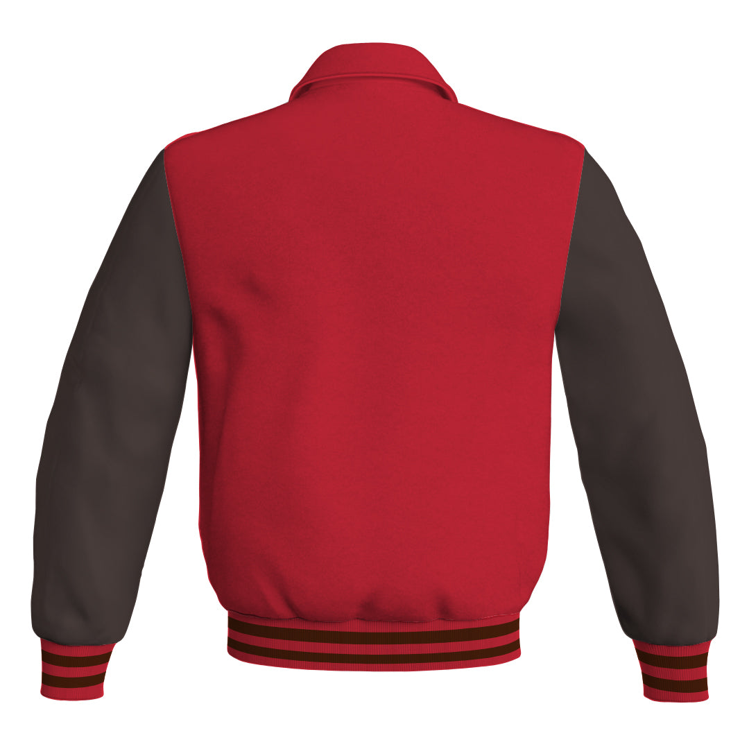 Letterman Varsity Classic Jacket Red Body and Brown Leather