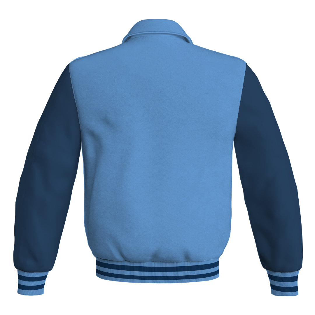 Letterman Varsity Classic Jacket Sky Blue Body and Navy Blue Leather