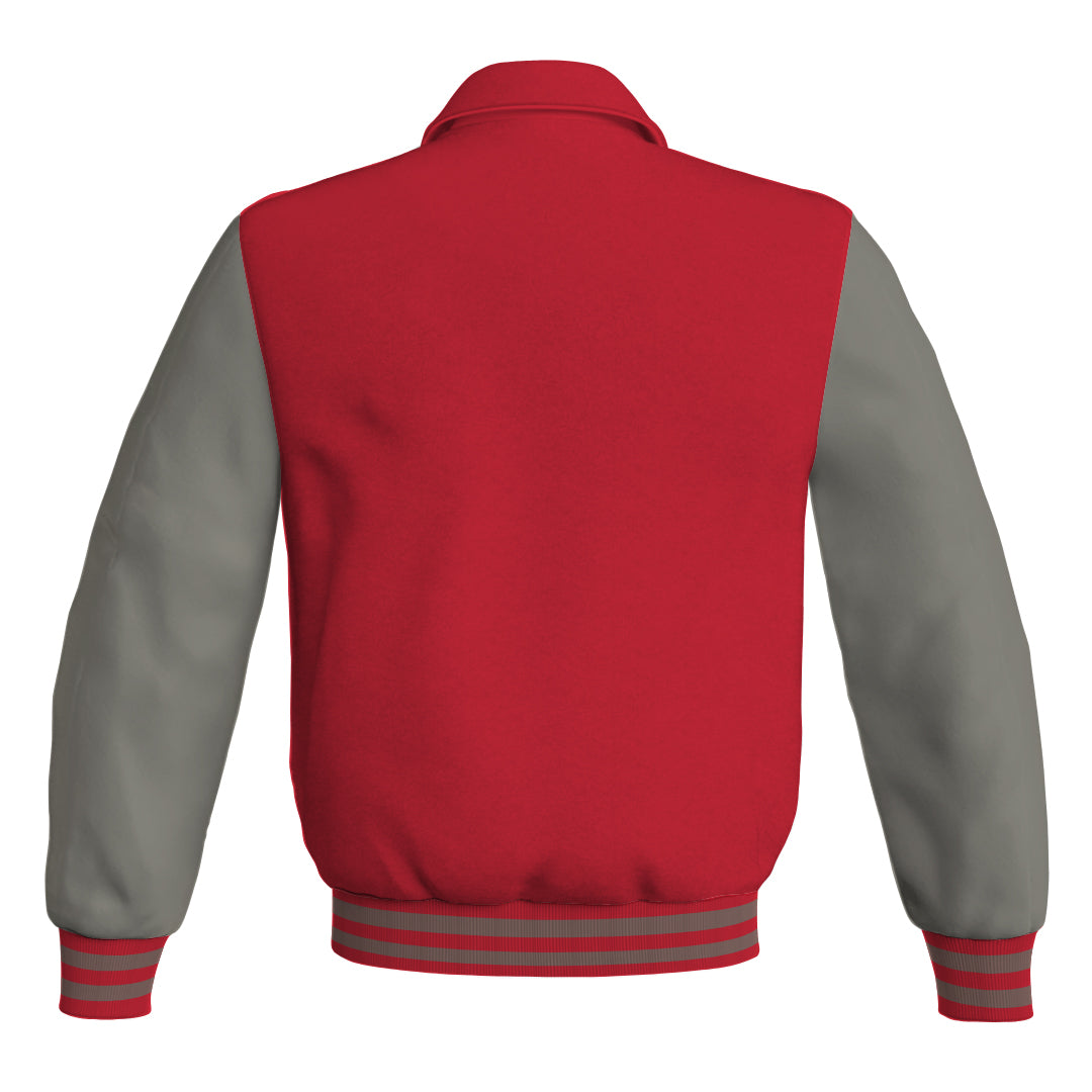 Letterman Varsity Classic Jacket Red Body and Gray Leather